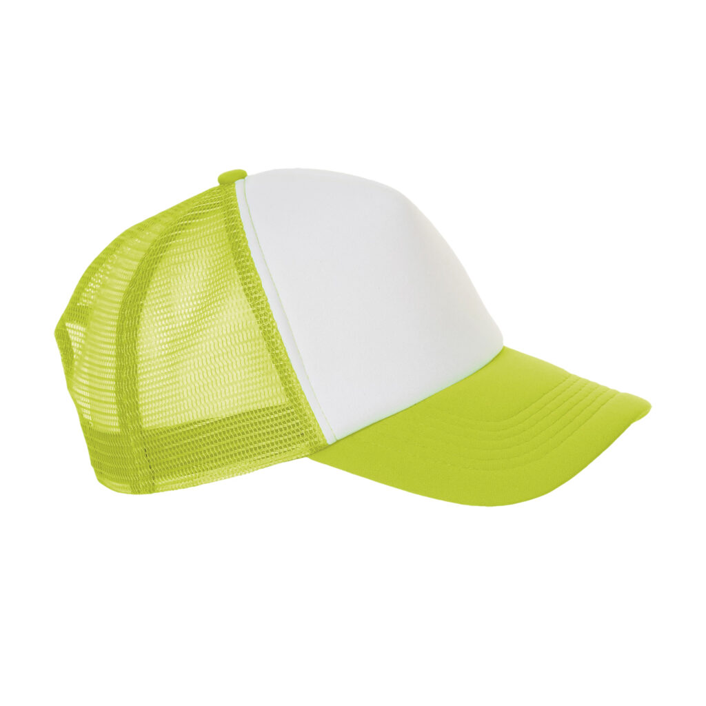 Gorra Bubble amarillo flúor personalizada con diseño en el frontal