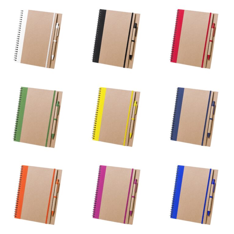 bloc colores de cartón con boligrafo personalizado con tu logotipo