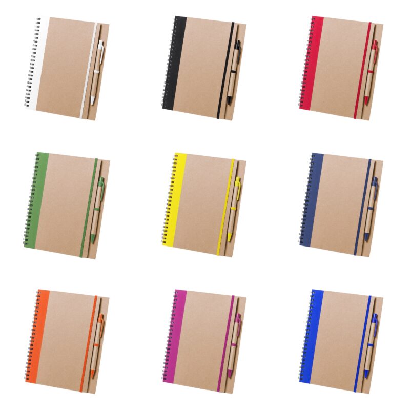 bloc colores de cartón con boligrafo personalizado con tu logotipo